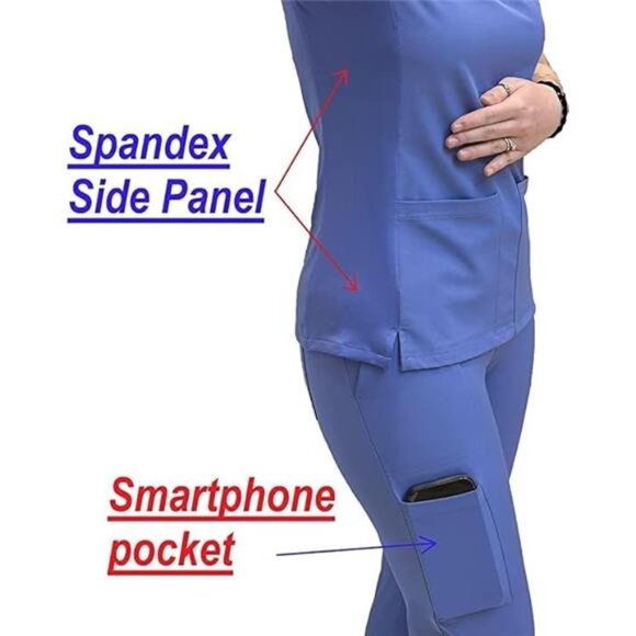 Jogger Scrubs for Women Set. Regular and PETITE. Side Spandex 2 - Picture 3 of 5